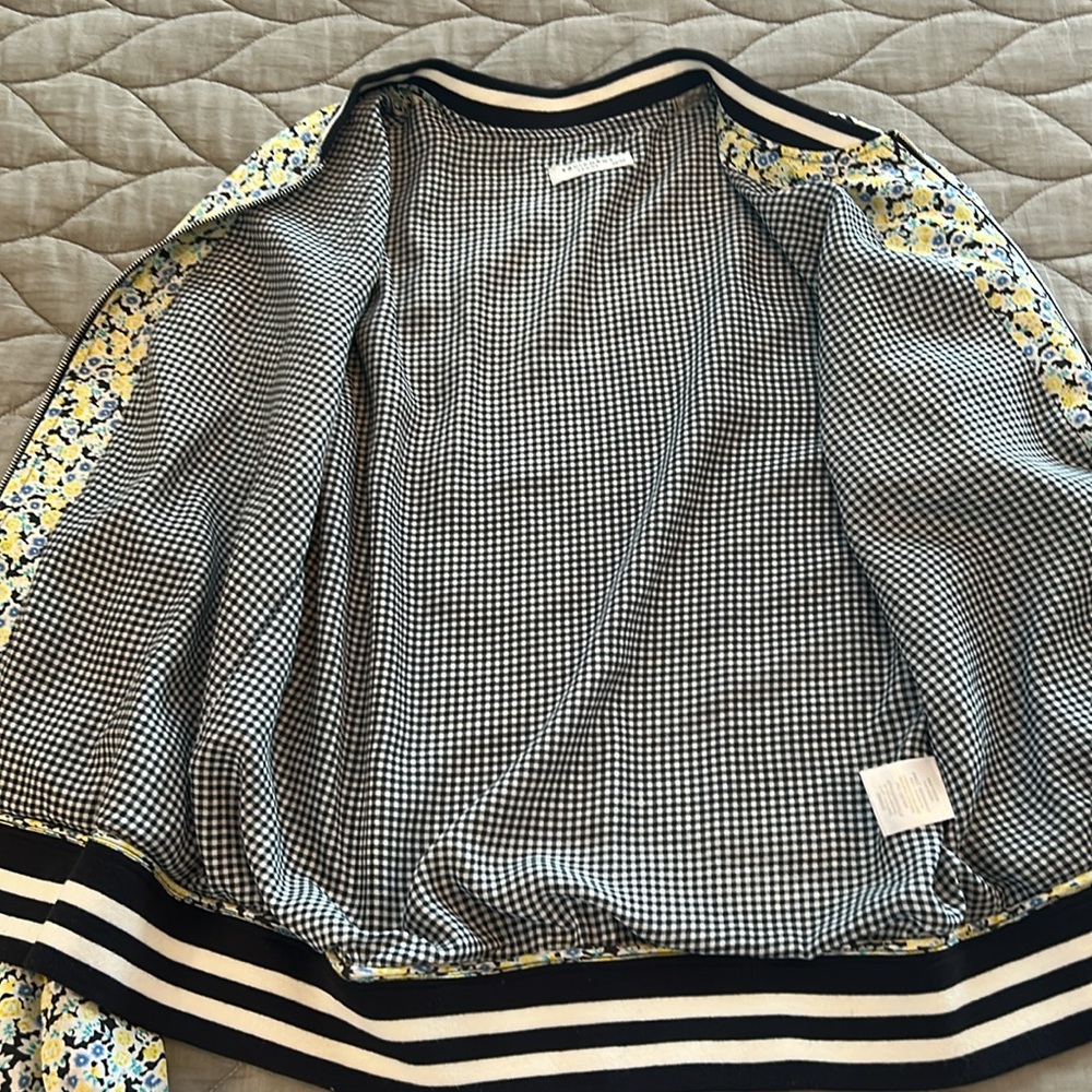 Equipment Silk Floral Yellow/Blue Zip Front Jacket - Picture 4 of 6